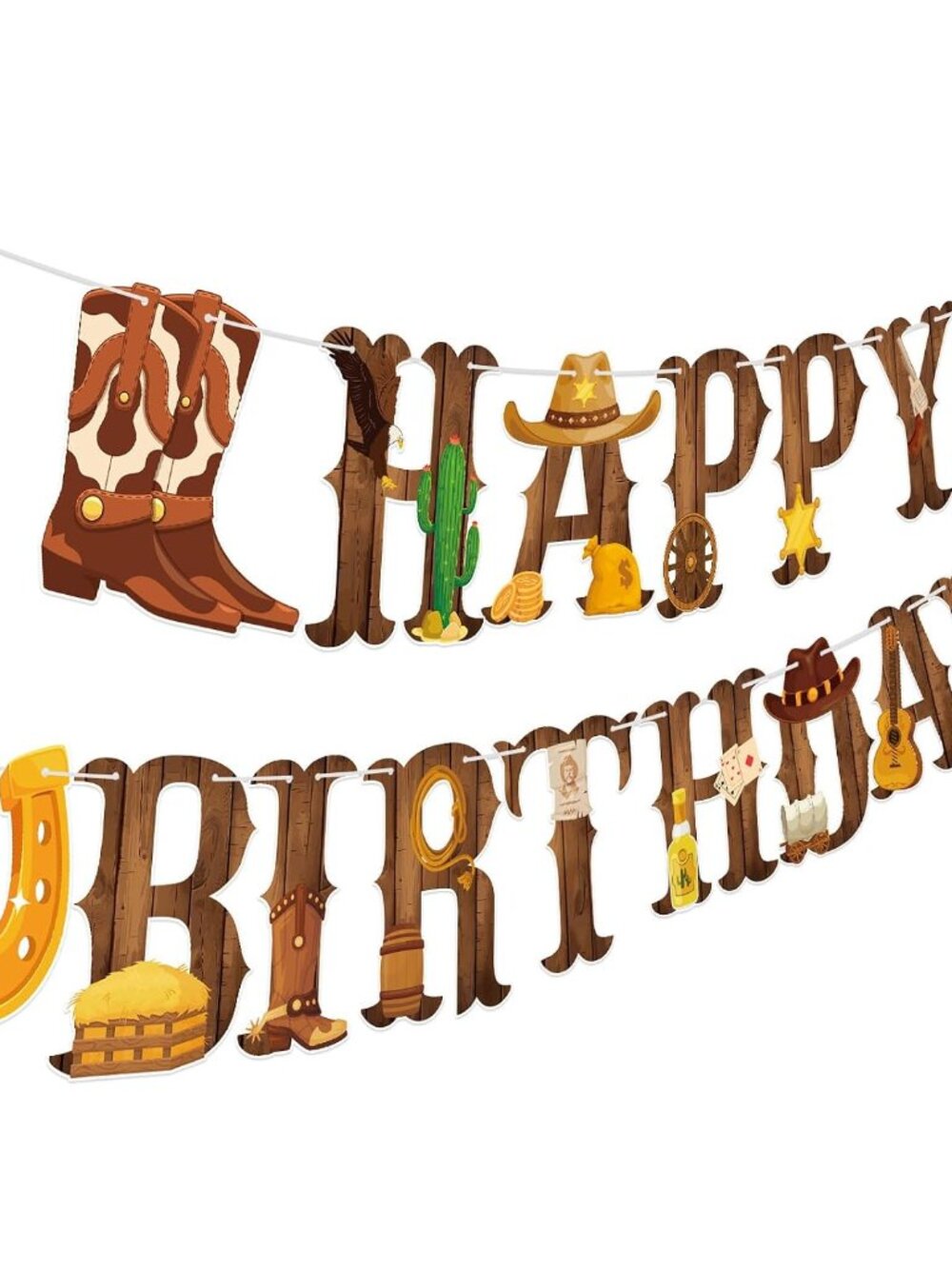 Cowboy Party Decorations Happy Birthday Banner Western Cowboy Party Banner Garla